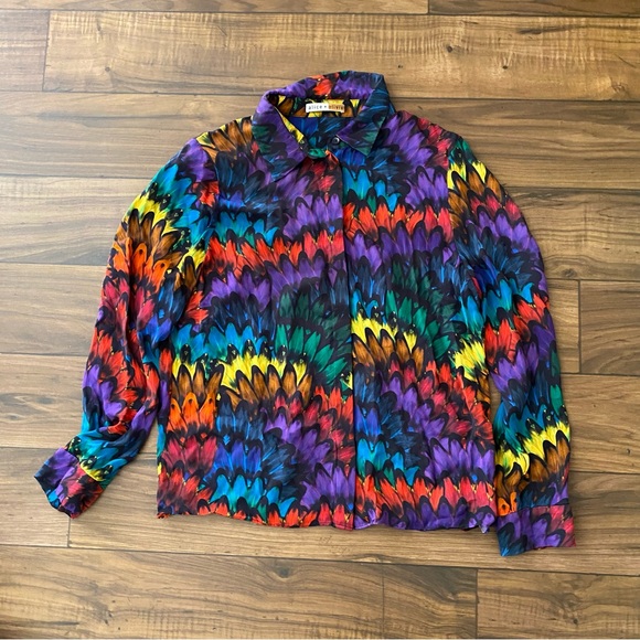 Alice + Olivia Willa Print Shirt Sz L Women’s - Picture 4 of 6